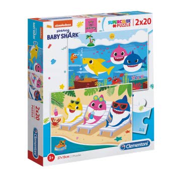Clementoni Kids Puzzle Super Color Baby Shark 2X20 Pcs 1200-24777 8005125247776