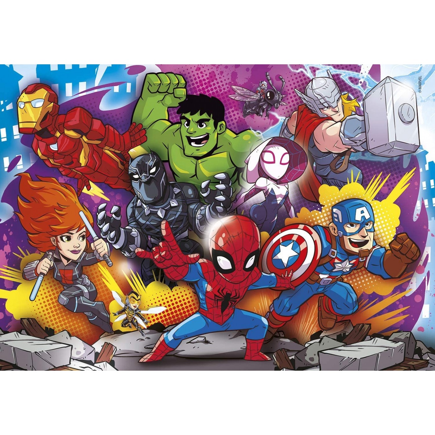 Clementoni Kids Puzzle Super Color Marvel Superhero 2X20 & 2X60 Pcs ...