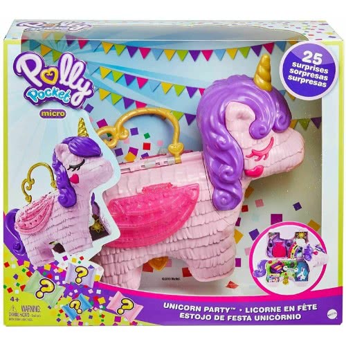 Mattel Polly Pocket Unicorn Party Μονόκερος Πινιάτα Έκπληξη Σετ GVL88 887961929744