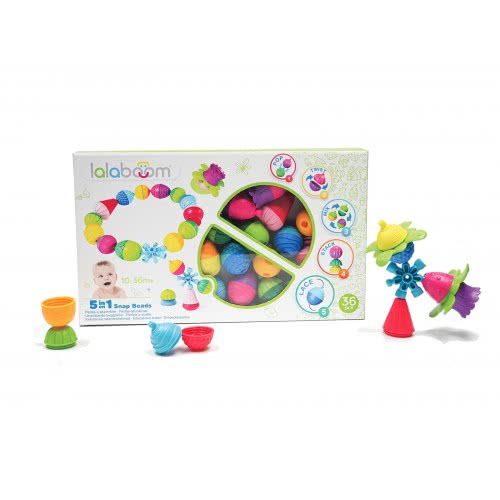 Lalaboom 5In1 Educational Baby Toddler Toy Snap Beads 36 Pcs For 10-36 Months 1000-86090 4897067860908