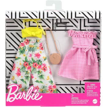 Mattel Barbie Fashions 2-Pack Clothing Set, 2 Outfits For Barbie Doll Include Floral Wide-Legged Pants FKT27 / GHX64 88796180529