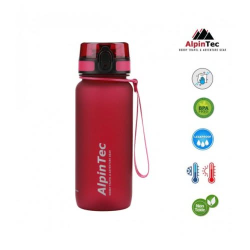 AlpinTec Trek Water Bottle Rusberry 650Ml BRA Free T-750RS 4891321280501