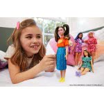 Mattel Barbie Fashionistas Doll Num 145 With Long Brunette Pigtails Wearing Orange T-Shirt, Shimmery Blue Skirt, Yellow Kicks & 