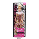 Mattel Barbie Fashionistas Κούκλα Num 142 Με Ξανθά Μαλλιά Ροζ Και Χρυσό Καρό Φόρεμα FBR37 / GHW56 887961804287