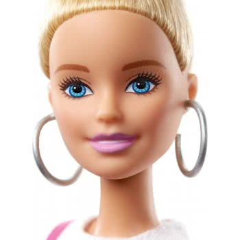 Mattel Barbie Fashionistas Doll Num 142 With Blonde Updo Hair Wearing Pink & Golden Plaid Dress FBR37 / GHW56 887961804287