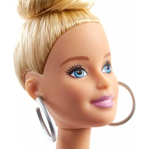 Mattel Barbie Fashionistas Doll Num 142 With Blonde Updo Hair Wearing Pink & Golden Plaid Dress FBR37 / GHW56 887961804287