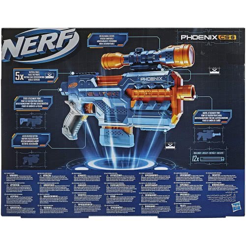 Hasbro Nerf Elite 2.0 Phoenix Cs-6 Motorised Blaster, 12 Official Nerf Darts, E9961 5010993732425
