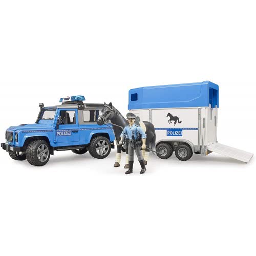bruder Land Rover Defender Station Wagon Police With Horse Box, Horse And Policeman 02588 4001702025885
