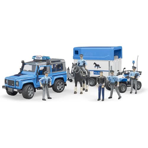 bruder Land Rover Defender Station Wagon Police With Horse Box, Horse And Policeman 02588 4001702025885