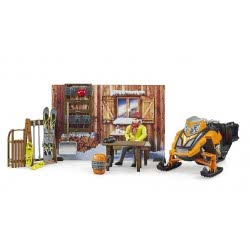 bruder Mountain Hut With Snowmobile 63102 4001702631024