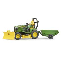 bruder Τρακτεράκι Για Γκαζόν John Deere Με Κηπουρό Και Τρέιλερ 62104 4001702621049