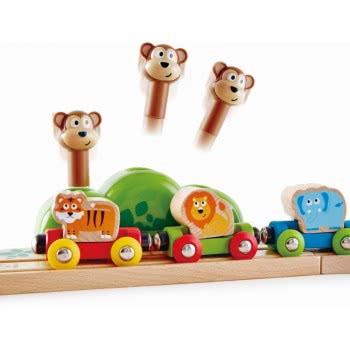 Hape Music And Monkeys Railway Ξύλινο Σετ Σιδηρόδρομος E3825 6943478021747