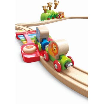 Hape Music And Monkeys Railway Ξύλινο Σετ Σιδηρόδρομος E3825 6943478021747