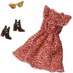 Mattel Barbie Fashion - Complete Outfit - Leopard Dress + Sunglasses + Shoe - New FND47 / GHW89 887961804560