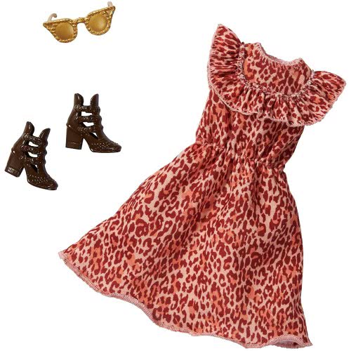 Mattel Barbie Fashion - Complete Outfit - Leopard Dress + Sunglasses + Shoe - New FND47 / GHW89 887961804560