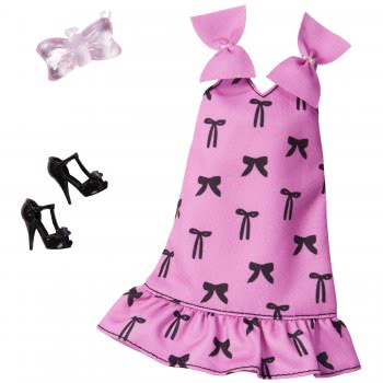 Mattel Barbie Fashion Βραδινά Σύνολα Ροζ Bow-Print Φόρεμα Και 2 Αξεσουάρ FND47 / GHW85 887961804621