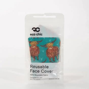 OEM Teal Highland Cow Reusable Face Mask EC-M18 5060735634579