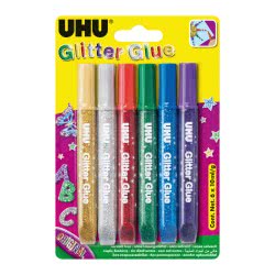 UHU Glitter Glue 6X10ml Σωληνάριο 6 X 10Ml 39017 4026700390407