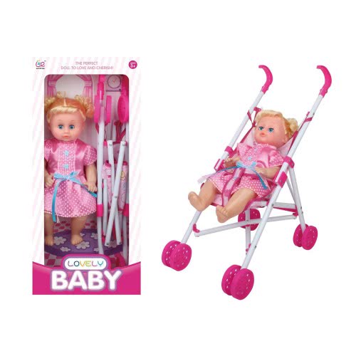 Toys-shop Choice Καροτσάκι Μπαστούνι Με Κούκλα 40Εκ JH056498 6990620564980