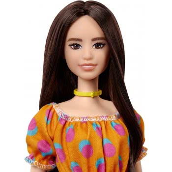 Mattel Barbie Fashionistas Original Brunette Doll With Dotted Orange Dress FBR37 / GRB52 887961900323