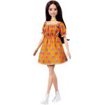 Mattel Barbie Fashionistas Original Μελαχρινή Κούκλα Με Φόρεμα Dotted Πορτοκαλί FBR37 / GRB52 887961900323