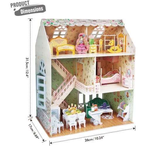 cubicfun 3D Puzzles For Kids Dollhouse With Furniture For Kids Girls 8 9 10 Years Old, 160 Pieces P645h 6944588206451