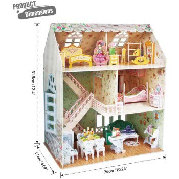 cubicfun 3D Puzzles For Kids Dollhouse With Furniture For Kids Girls 8 9 10 Years Old, 160 Pieces P645h 6944588206451