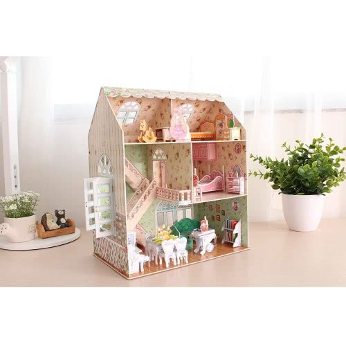 cubicfun 3D Puzzles For Kids Dollhouse With Furniture For Kids Girls 8 9 10 Years Old, 160 Pieces P645h 6944588206451