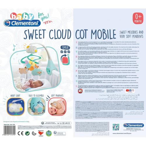 Clementoni Baby For You Newborn Baby Sweet Cloud Cot Mobile For 0+ Months 1000-17279 8005125172795