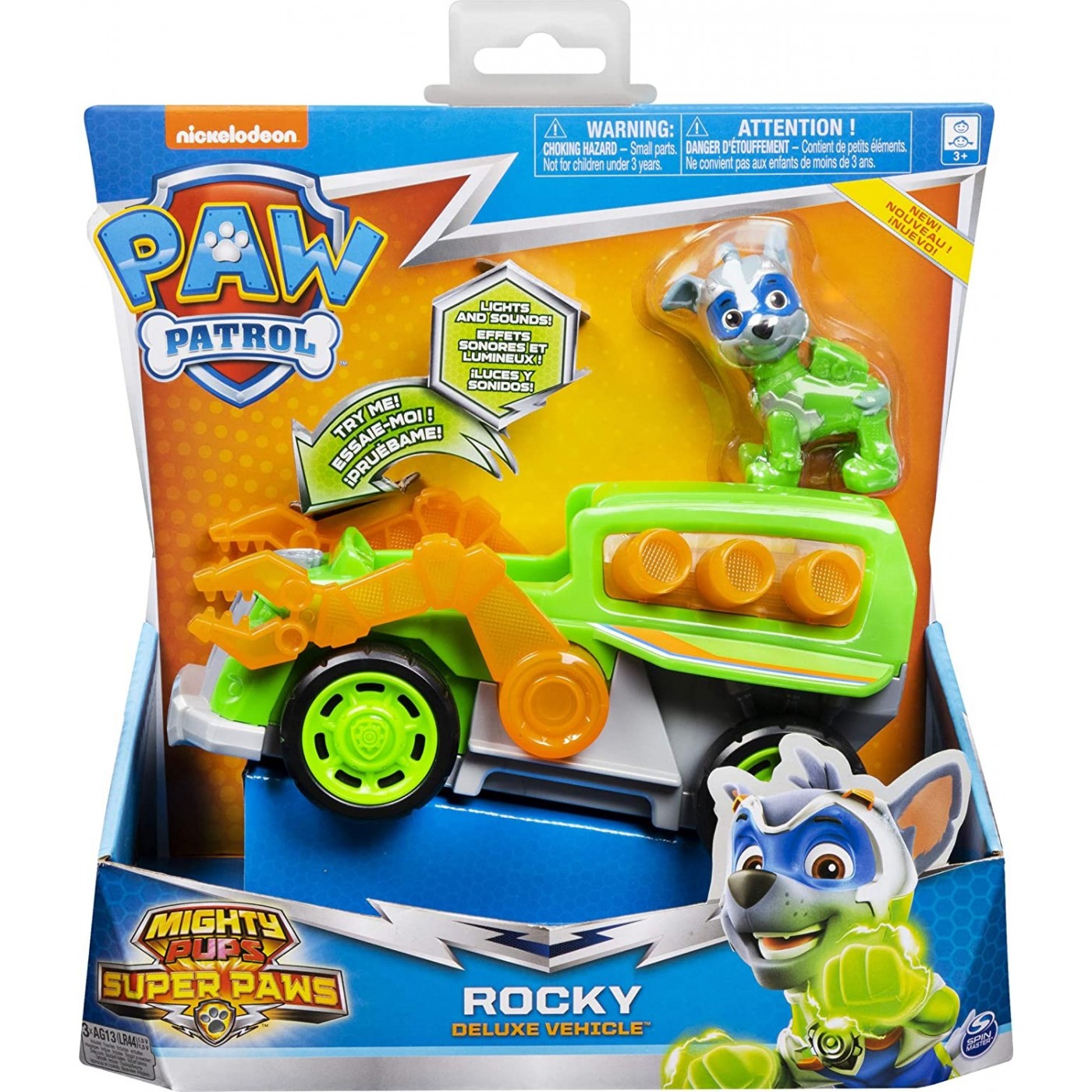 Spin Master Paw Patrol Mighty Pups Super Paws Rocky Deluxe Vehicle With ...