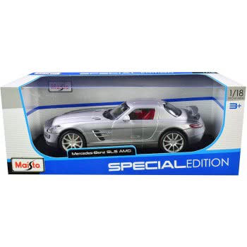 Maisto Mercedes Benz SLS AMG Silver Metallic Special Edition 1/18 Diecast Model Car 31389 090159313892