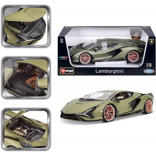Bburago 1:18 Lamborghini Sian Diecast Model B18 Αυτοκινήτου 18/11046 GREEN 4893993110469