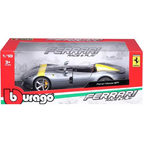Bburago Ferrari - Race And Play 1:18 - Ferrari Στη Monza Sp1 Silver Ασημένια 16013 4893993160136