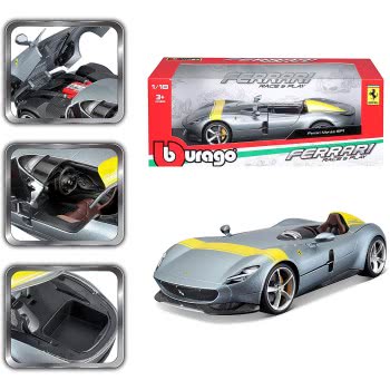 Bburago Ferrari - Race And Play 1:18 - Ferrari Στη Monza Sp1 Silver Ασημένια 16013 4893993160136