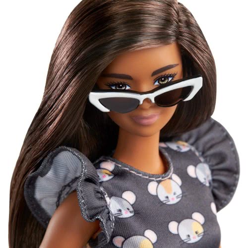 Mattel Barbie Fashionistas Κούκλα Num 140 Original Μελαχρινή Κούκλα Με Φόρεμα Mouse FBR37 / GHW54 887961804355
