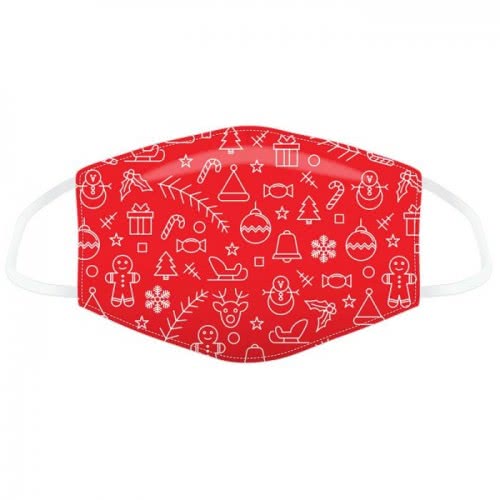 Puckator Red Christmas Icons Reusable Face Covering Επαναχρησιμοποιήσιμη - Μεγάλο XMASK73L 5055071764974