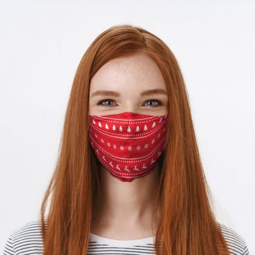Puckator Red Christmas Jumper Pattern Face Covering - Large XMASK86L 5055071765872