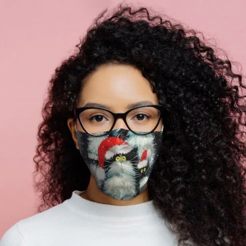 Puckator Kim Haskins Christmas Cats Reusable Face Covering - Large XMASK76L 5055071765001