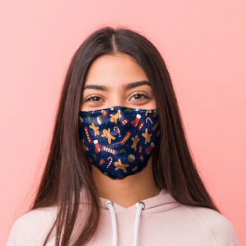 Puckator Christmas Treats Candy Canes Και Gingerbread Men Face Covering - Large XMASK87L 5055071765889