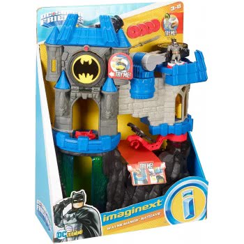 Mattel Imaginext Wayne Manor Batcave With Batman And Motorcycle Lights And Dart Launcher FMX63 887961584493
