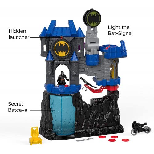 Mattel Imaginext Wayne Manor Batcave With Batman And Motorcycle Lights And Dart Launcher FMX63 887961584493