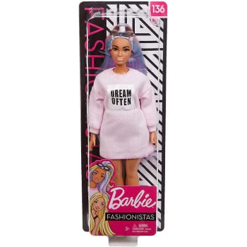 Mattel Barbie Fashionistas Doll With Long Rainbow Hair Wearing Sweatshirt Dress And Accessories FBR37 / GHW52 887961804393