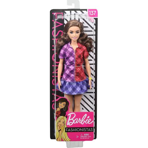 Mattel Barbie Fashionistas Doll Με Μακριά Μαλλιά Μελαχρινή Που Φοράει Καρό Φόρεμα Και Αξεσουάρ FBR37 / GHW53 887961804416