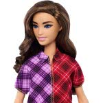 Mattel Barbie Fashionistas Doll With Long Brunette Hair Wearing Colour-Blocked Plaid Dress And Accessories FBR37 / GHW53 8879618