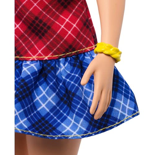 Mattel Barbie Fashionistas Doll Με Μακριά Μαλλιά Μελαχρινή Που Φοράει Καρό Φόρεμα Και Αξεσουάρ FBR37 / GHW53 887961804416