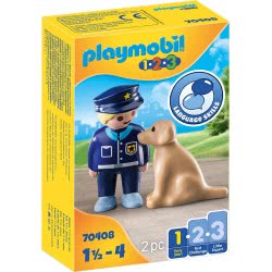 Playmobil 1.2.3 Αστυνομικός Με Εκπαιδευμένο Σκύλο 70408 4008789704085