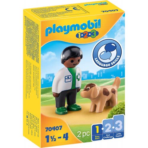 Playmobil 1.2.3 Κτηνίατρος Με Σκυλάκι 70407 4008789704078