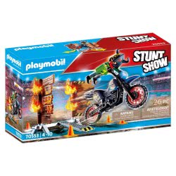 Playmobil Stunt Show Μηχανή Motocross Με Φλεγόμενο Τοίχο 70553 4008789705532