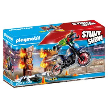Playmobil Stunt Show Motocross With Fiery Wall 70553 4008789705532