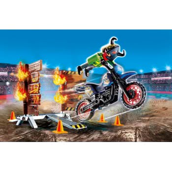 Playmobil Stunt Show Motocross With Fiery Wall 70553 4008789705532